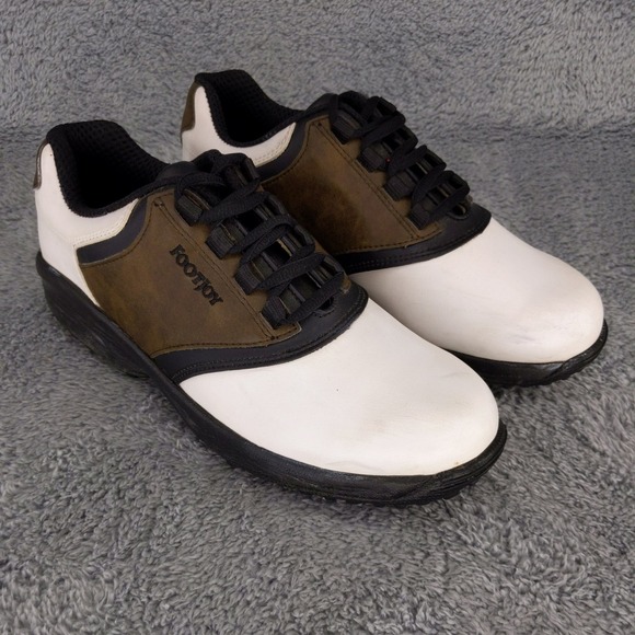 FootJoy Golf Saddle Shoes 6M White Brown Leather Cleated Spiked Golfing - Picture 1 of 11